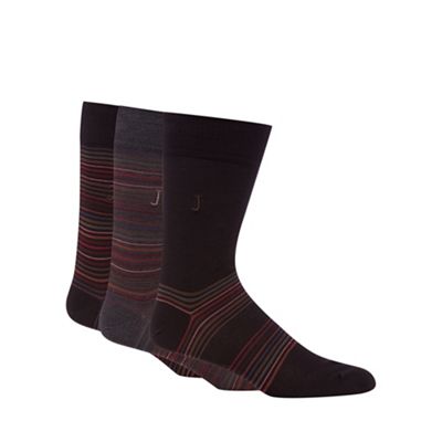 J by Jasper Conran Designer pack of three chocolate striped socks